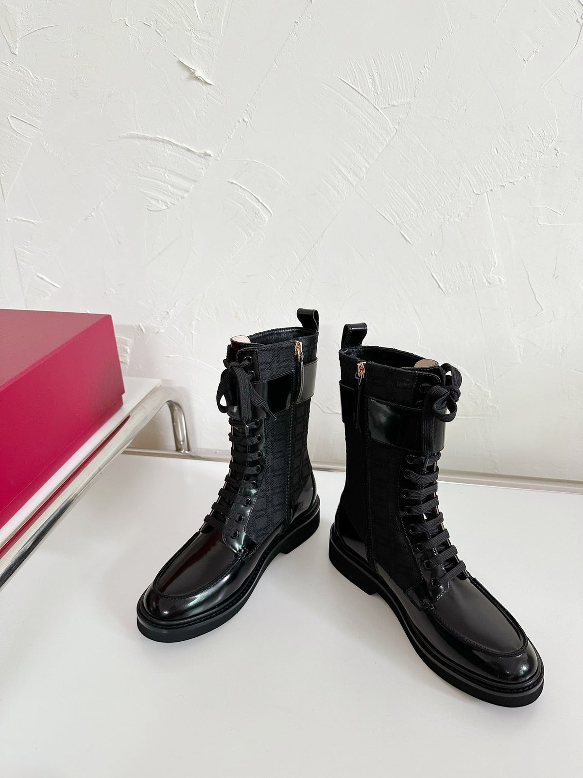 VIV' RANGERS STRASS BUCKLE BOOTS IN BLACK FABRICS