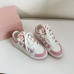 SNEAKERS SIMPLE DESIGN IN PINK MIX WHITE SHEEPSKIN