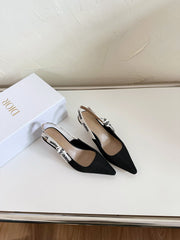 J'ADIOR SLINGBACK PUMP BLACK TECHNICAL FABRIC 65 MM