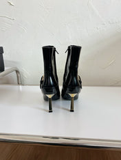 LEE BOOTIES IN BLACK GLAZED CALFSKIN