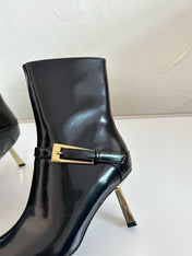 LEE BOOTIES IN BLACK GLAZED CALFSKIN