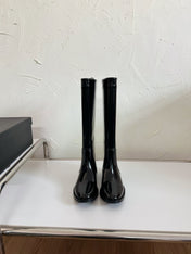 HUNT BOOTS IN BLACK GLAZED CALFSKIN
