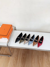 KIARA FLAT PUMP IN BLACK CALFSKIN