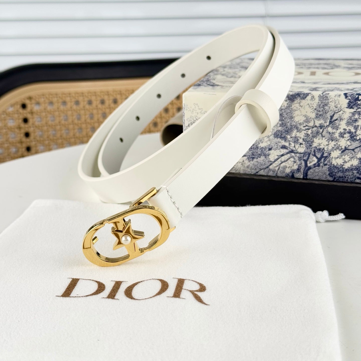 DIOR 25S BELT 20 MM IN WHITE CALFSKIN 564605