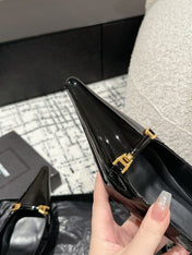 SL CARINE SLINGBACKS PUMP 45 BLACK CALFSKIN