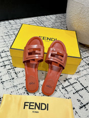 FF Baguette Rust Leather Slide
