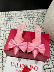 HIGH MULE IN ROUGH PINK SILK