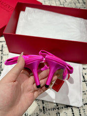 HIGH MULE IN BRIGHT PINK SILK