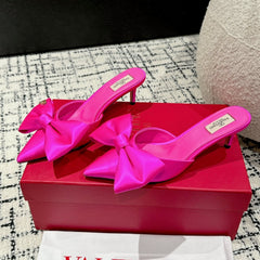 HIGH MULE IN BRIGHT PINK SILK