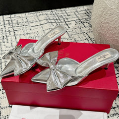 HIGH MULE IN SILVER LAMBSKIN