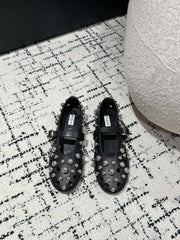 ALAIA PEARL MARY JANE SHOES IN BLACK LAMBSKIN