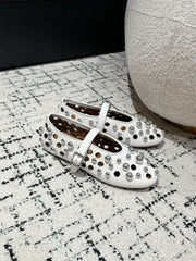 ALAIA PEARL MARY JANE SHOES IN WHITE LAMBSKIN