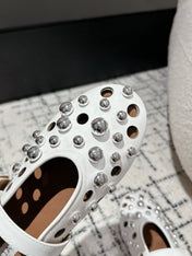 ALAIA PEARL MARY JANE SHOES IN WHITE LAMBSKIN