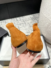 ALAIA PUMP 1 CM IN COPPER BROWN SUEDE MIX BLACK CALFSKIN