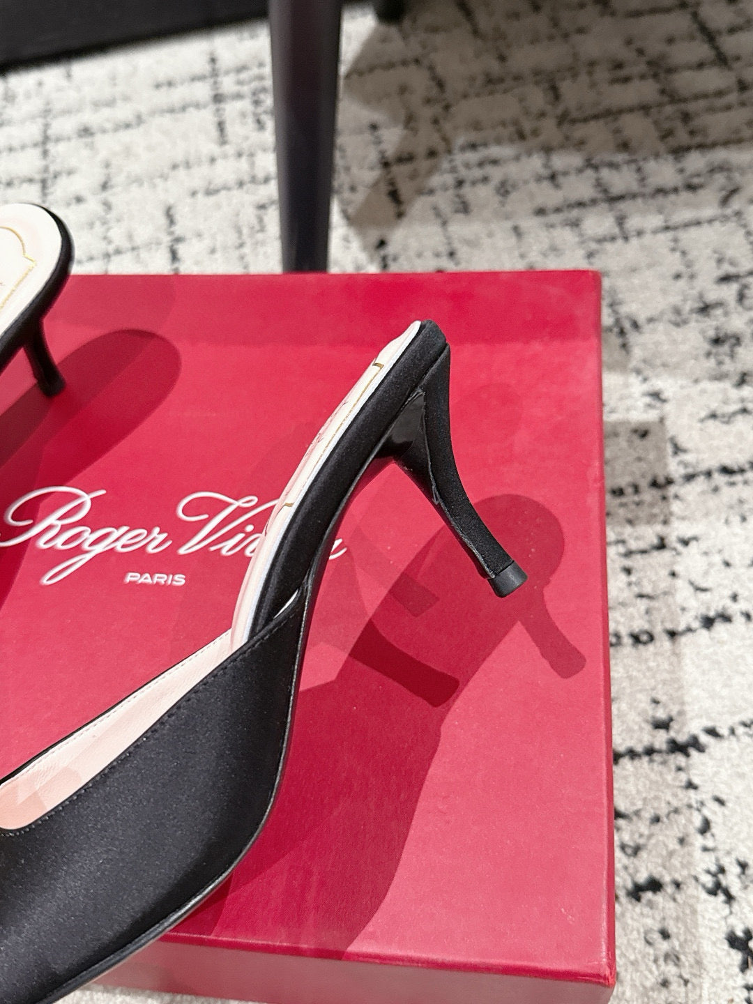 ROGER VIVIER 25S EFFLORESCENCE MULES 65MM IN BLACK SATIN EMBELLISHED CRYSTALS