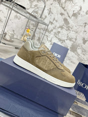 DIOR 25S B27 UPTOWN LOW-TOP SNEAKERS IN OLIVE BROWN CALFSKIN STYLE 5