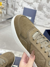 DIOR 25S B27 UPTOWN LOW-TOP SNEAKERS IN OLIVE BROWN CALFSKIN STYLE 5