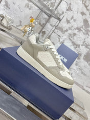 DIOR 25S B27 UPTOWN LOW-TOP SNEAKERS IN GREY MIX CREAM WHITE CALFSKIN STYLE 4