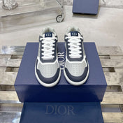 DIOR 25S B27 UPTOWN LOW-TOP SNEAKERS IN DARK BLUE MIX GREY CALFSKIN STYLE 2