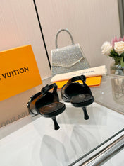 6AM SLINGBACK HIGH HEELS 55 MM IN BLACK PATENT LAMBSKIN