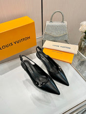 6AM SLINGBACK HIGH HEELS 55 MM IN BLACK LAMBSKIN