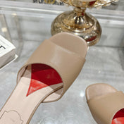 CRYSTAL HEEL MULE IN CAMEL BROWN CALFSKIN