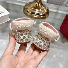 CRYSTAL HEEL MULE IN WHITE CALFSKIN