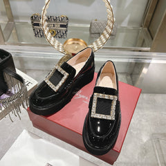 VIV' RANGERS LOAFERS IN BLACK PATENT CALFSKIN CRYSTAL BUCKLE