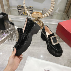 VIV' RANGERS LOAFERS IN BLACK PATENT CALFSKIN CRYSTAL BUCKLE
