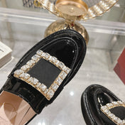 VIV' RANGERS LOAFERS IN BLACK PATENT CALFSKIN CRYSTAL BUCKLE