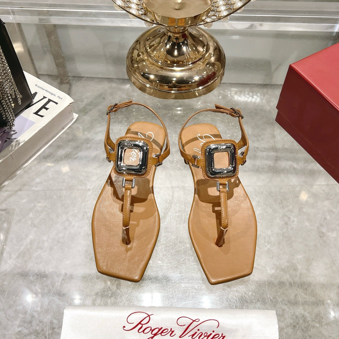 VIV' BY THE SEA SANDALS IN CINNAMON BROWN CALFSKIN