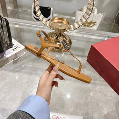 VIV' BY THE SEA SANDALS IN CINNAMON BROWN CALFSKIN