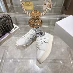 CD STAR SNEAKER 4CM IN WHITE MESH FABRIC BLACK STRIPE COLLAR DETAIL