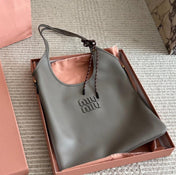 IVY TOTE BAG 35 IN GRAY CALFSKIN