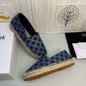 NEW FLAT FISHERMAN SHOES NAVY BLUE COTTON CANVAS