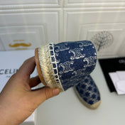 NEW FLAT FISHERMAN SHOES NAVY BLUE COTTON CANVAS