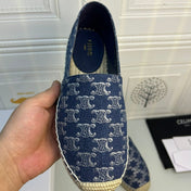NEW FLAT FISHERMAN SHOES NAVY BLUE COTTON CANVAS