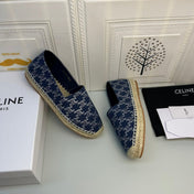 NEW FLAT FISHERMAN SHOES NAVY BLUE COTTON CANVAS