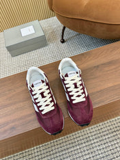 TOM FORD SNEAKERS  IN DARK BURGUNDY RED MESH AND SUEDE 434241
