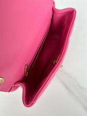 CC SMALL 20 FLAP BAG IN DEEP PINK CALFSKIN