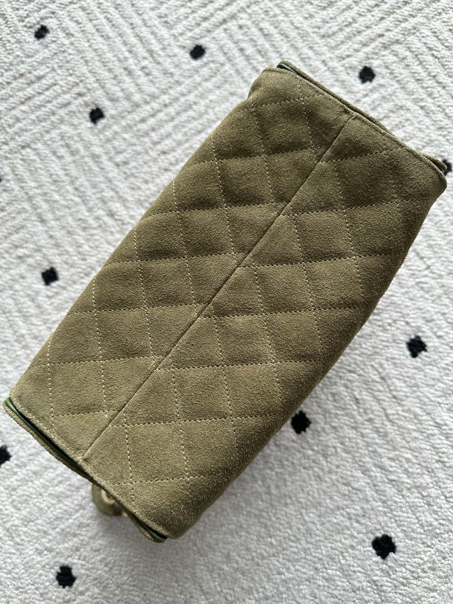 CHANEL 25S HOBO BAG 30 IN MOSS GREEN SUEDE WITH GOLD HARDWARE