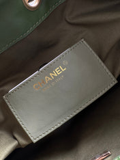 CHANEL 25S HOBO BAG 30 IN MOSS GREEN SUEDE WITH GOLD HARDWARE