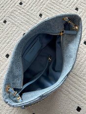 CHANEL 25S HOBO BAG 38 IN BLUE DENIM WITH GOLD HARDWARE