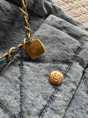 CHANEL 25S HOBO BAG 38 IN BLUE DENIM WITH GOLD HARDWARE