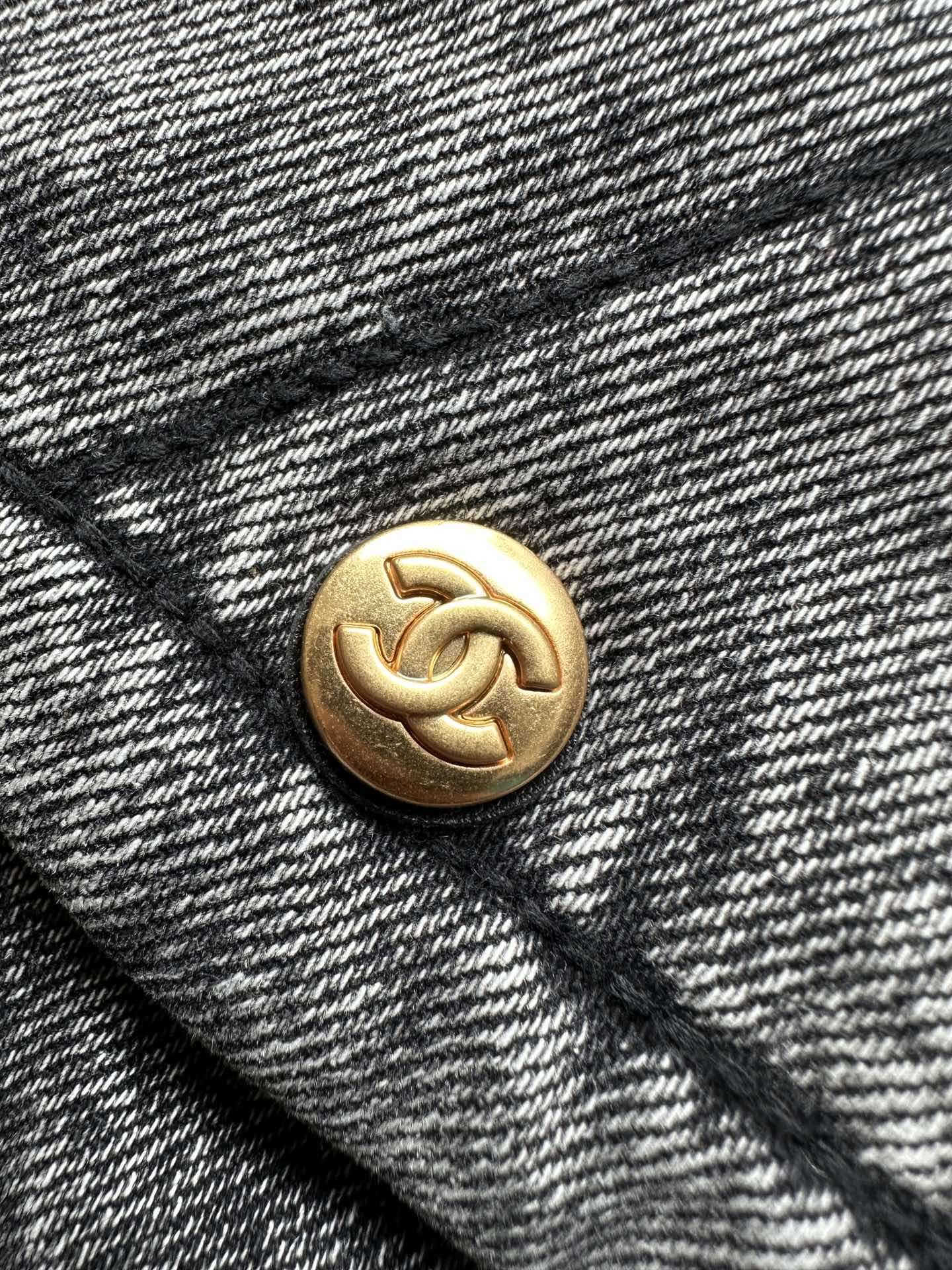 CHANEL 25S HOBO BAG 38 IN DARK GREY DENIM WITH GOLD HARDWARE