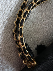 CHANEL 25S CLASSIC WALLET ON CHAIN 19 IN BLACK LAMBSKIN WITH GOLD HARDWARE