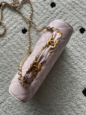 CHANEL 25S CLASSIC WALLET ON CHAIN 19 IN LIGHT PINK LAMBSKIN WITH GOLD HARDWARE