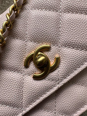 CHANEL 25S CLASSIC WALLET ON CHAIN 19 IN LIGHT PINK LAMBSKIN WITH GOLD HARDWARE