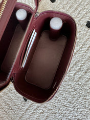 CHANEL 25S VANITY BAG 17 IN DARK RED CAVIAR LEATHER WITH GOLD HARDWARE