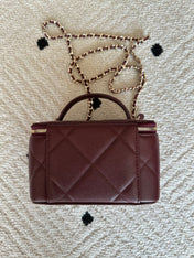 CHANEL 25S VANITY BAG 17 IN DARK RED CAVIAR LEATHER WITH GOLD HARDWARE